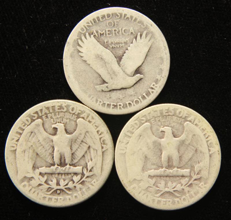 3 SILVER QUARTERS 1925, 1934 & 1934-D