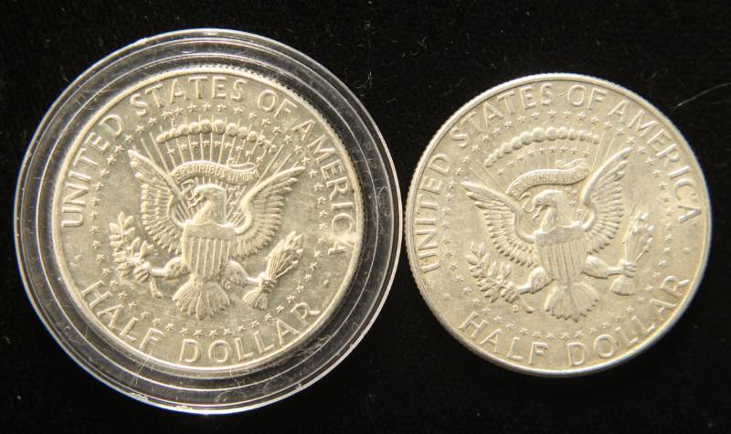 2 SILVER HALF DOLLARS 1967 (40%) & 1964 (90%)