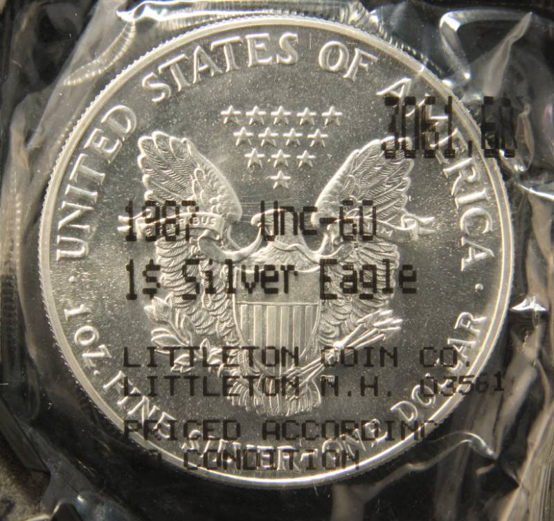 1987 AMERICAN SILVER EAGLE 1 TROY OZ. .999 FINE SILVER DOLLAR
