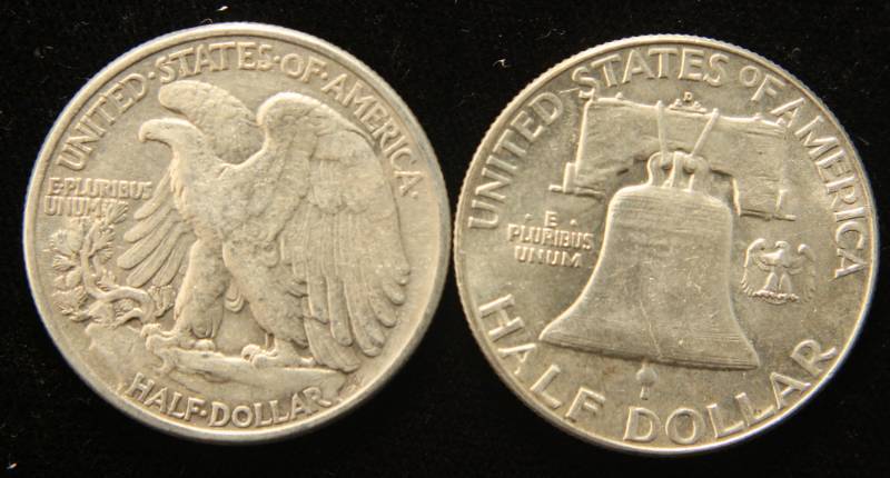 2 SILVER HALF DOLLARS 1945 & 1963-D