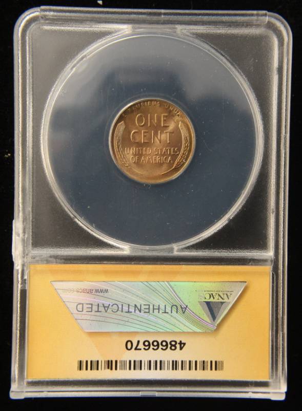 1944 US WHEAT CENT MS64RED ANACS