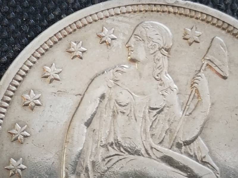1847 US SEATED DOLLAR IN HIGH GRADE RARE COIN