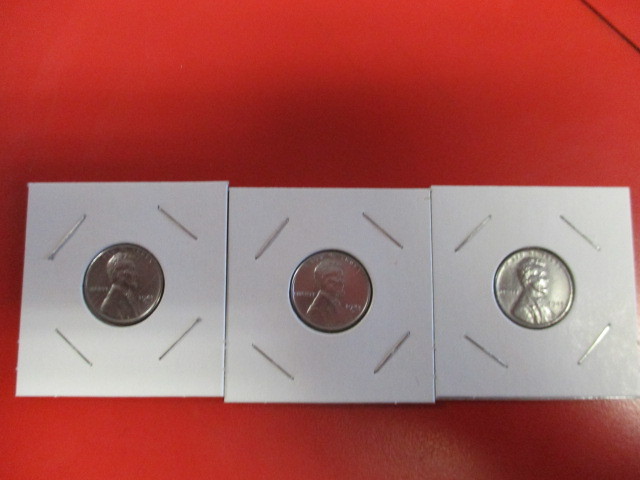 lot 11 image: A complete set (Philadelphia, Denver, San Francisco) of 1943 Emergency Issue WWII Steel Lincoln Wheatback Pennies. Stunning condition, would be great for any album or collection