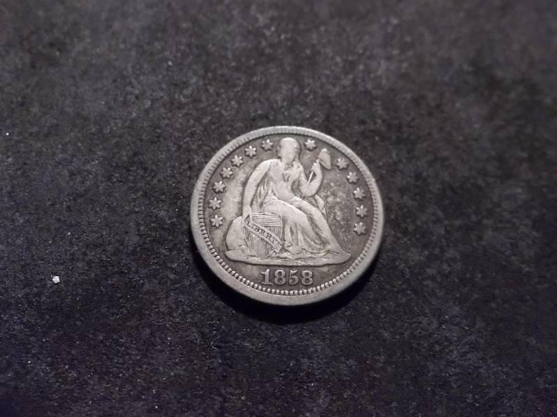 1858 Seated Liberty Dime