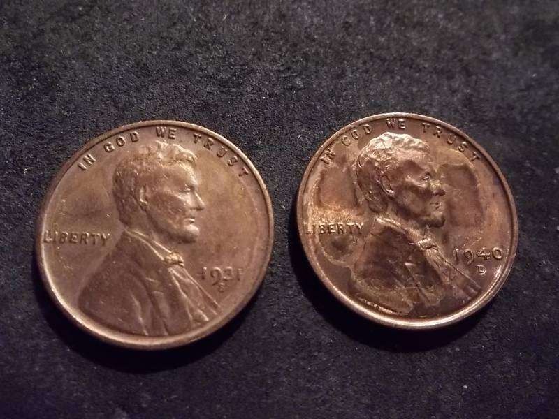 1931 S, 1940 D Lincoln Cents