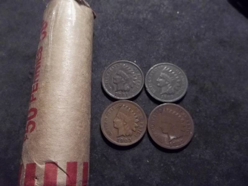 Full Roll Of 50 Indian Head Cents 1880s To 1900,s