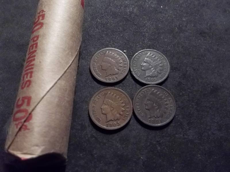 Full Roll Of 50 Indian Head Cents 1880s To 1900,s