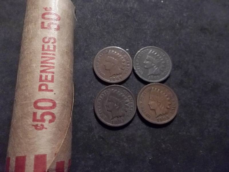Full Roll Of 50 Indian Head Cents 1880s To 1900,s