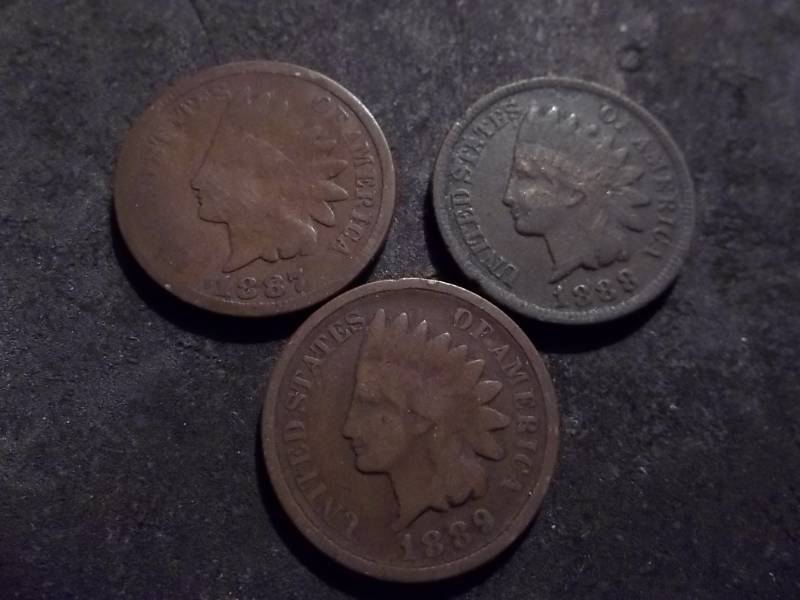1887, 1888, 1889 Indian Head Cents