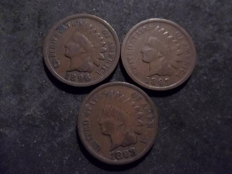 1896, 1897, 1898 Indian Head Cents