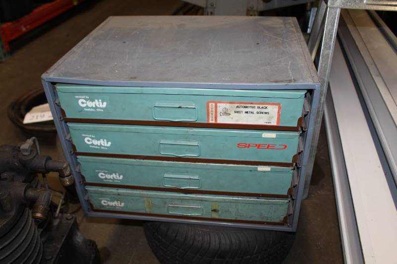 lot 231 image: 4-Drawer Metal Parts Organizer Cabinet with Adjustable Dividers