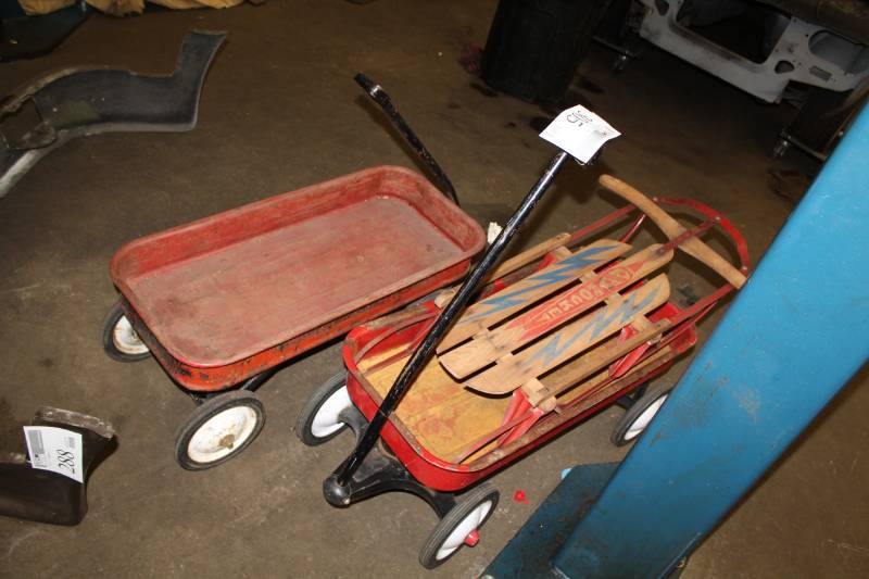 lot 305 image: Radio Flyer Wagons, Rocket Wood Sled with Metal Runners