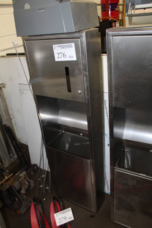 lot 276 image: Commercial Stainless Steel Paper Towel Dispenser with Garbage Can