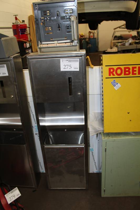 lot 275 image: Commercial Stainless Steel Paper Towel Dispenser with Garbage Can