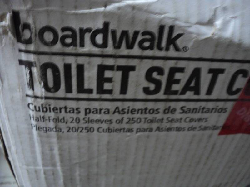 lot 14 image: Broadwalk Box of 250 Toilet seat co...