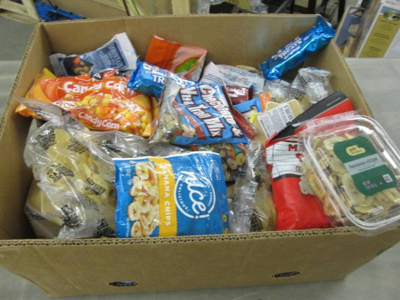 lot 59 image: Box of Assorted Snacks & Food- vary...
