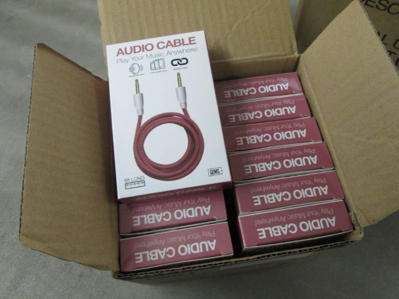 lot 65 image: Case of 48 Gems 6 ft Braided Audio ...