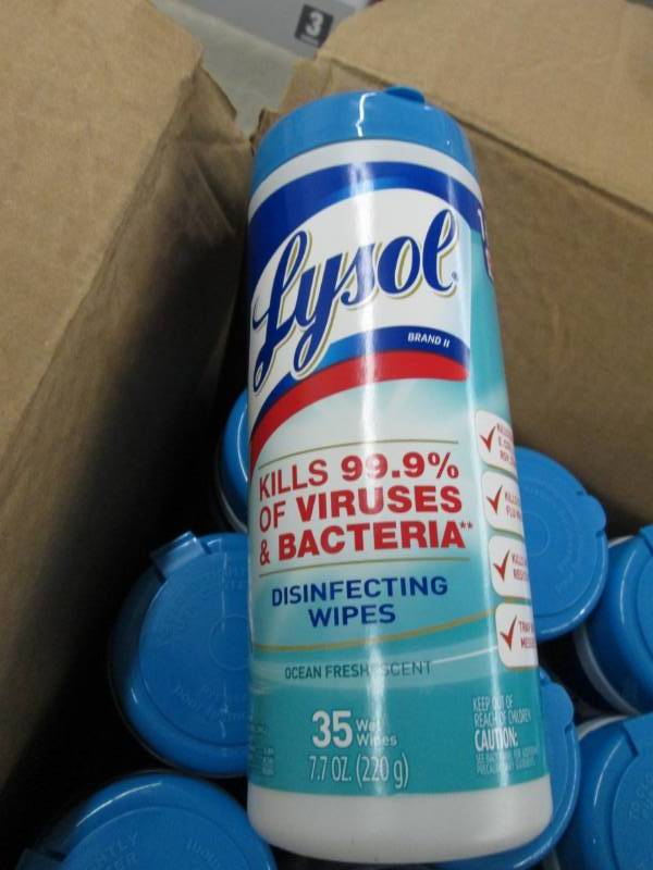 lot 291 image: Lot of 12- Lysol Disinfecting Wipes...