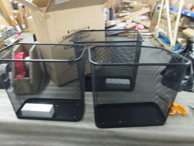 lot 293 image: Lot of 3 Black Mesh Wastebaskets- 1...