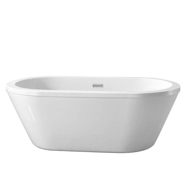 lot 6 image: Schon Colton 5.25 ft. Center Drain Freestanding Bathtub in Glossy White, SC70010 - NEW
