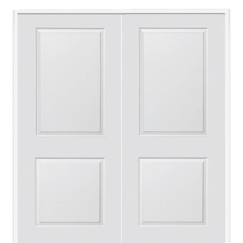 lot 20 image: MMI Doors 72 in. x 80 in. Smooth Carrara Both Active Solid Core Primed Molded Composite Double Prehung Interior Door - NEW Not Bored