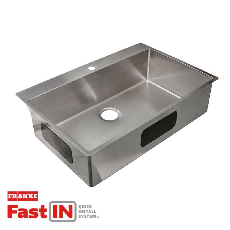 lot 47 image: Frankie Vector 9-in. Deep Dual Mount Stainless Steel 33.5-in. 1-Hole Single Bowl Kitchen Sink in Satin Stainless Steel, HFS3322-1