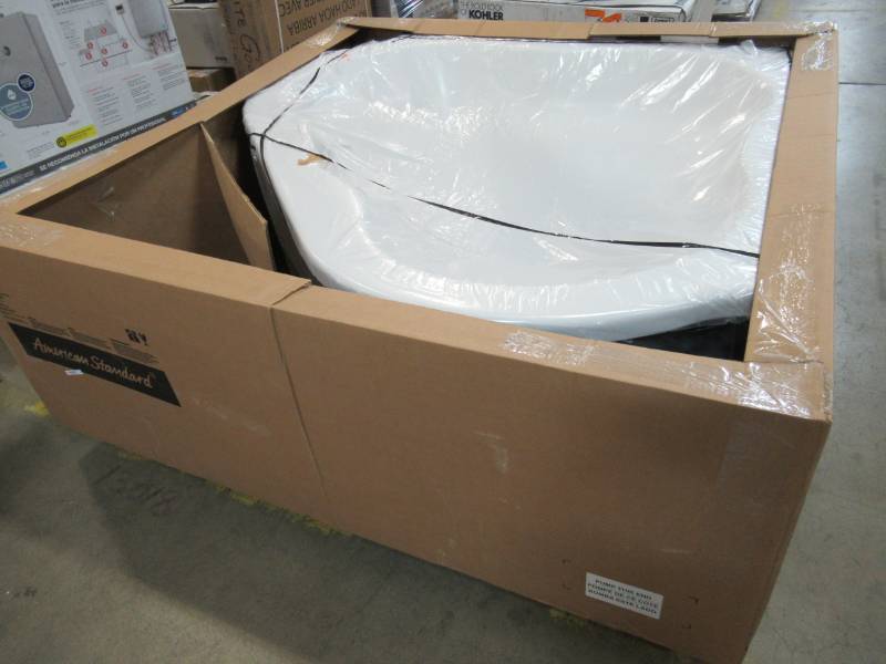 lot 2 image: American Standard EverClean 5 ft. x 60 in. Center Drain Drop-in Corner Whirlpool in White, 6060LCE.020