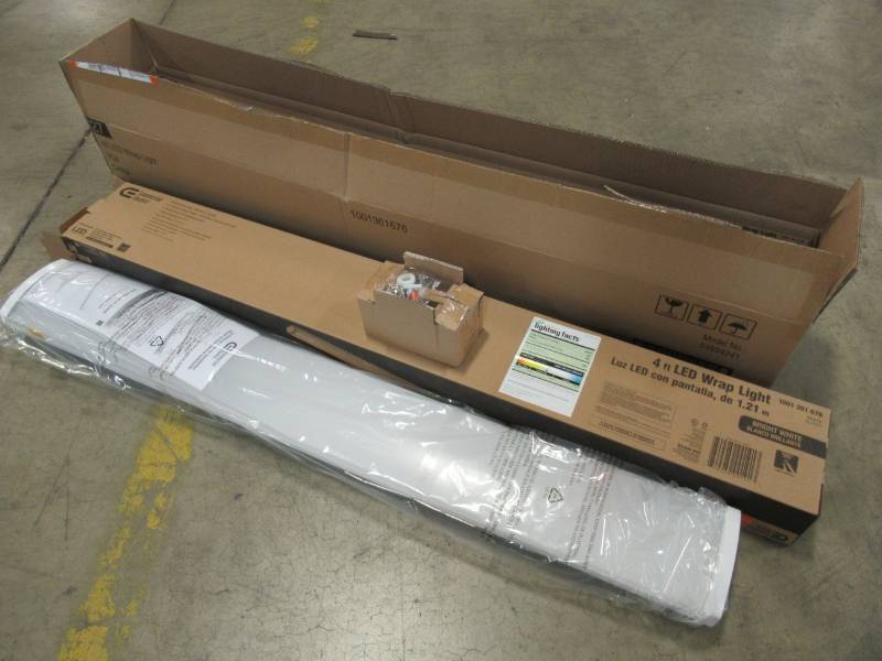 lot 10 image: Commercial Electric 4 ft. 64-Watt Equivalent White Integrated LED Ceiling Wraparound 54654241 (Case contains 2 Light strips)
