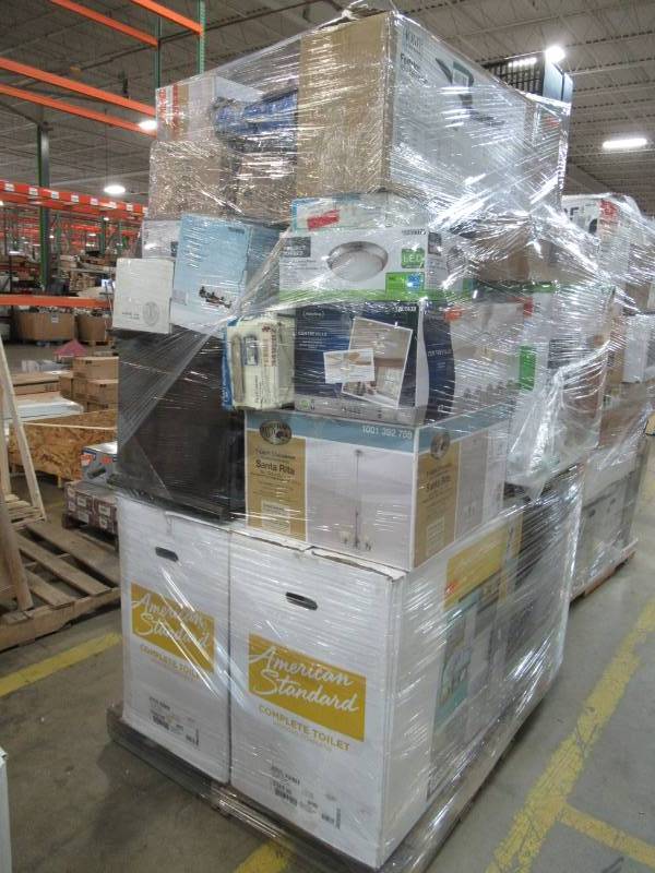 lot 18 image: WHOLESALE PALLET OF MIXED RETURNS - SMALL APPLIANCES, LIGHTING, BATHROOM FIXTURES AND MORE