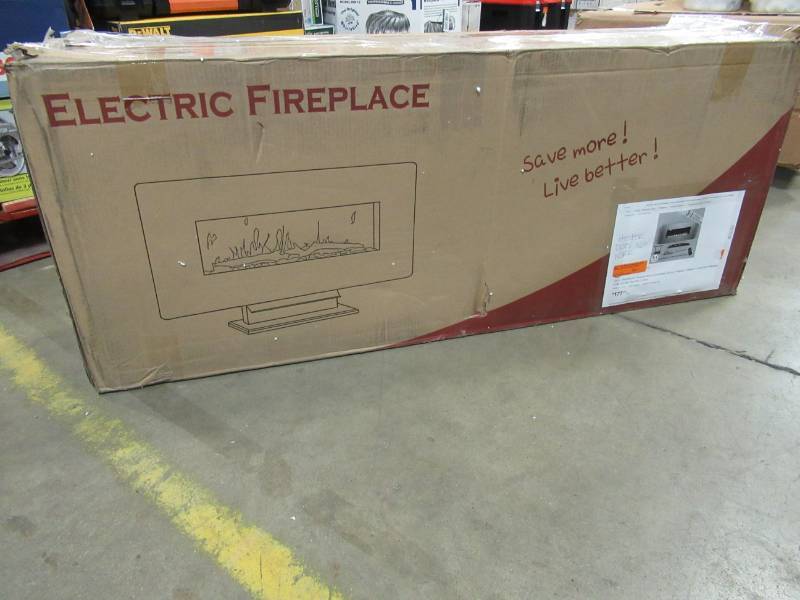 lot 48 image: AKDY 48 in. Wall Mount Freestanding Convertible Electric Fireplace Heater in Gray - Heater does not work.