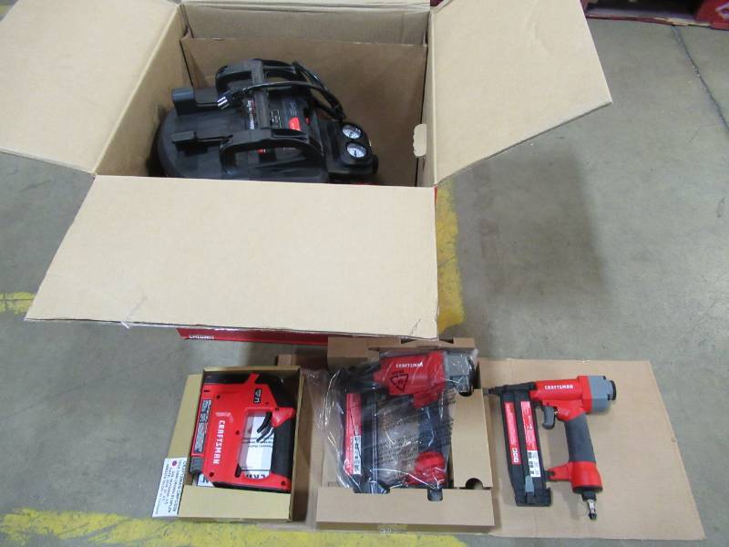 lot 51 image: CRAFTSMAN 6-Gallon Portable Electric Pancake Air Compressor (3-Tools Included) CMEC3KIT - NEW