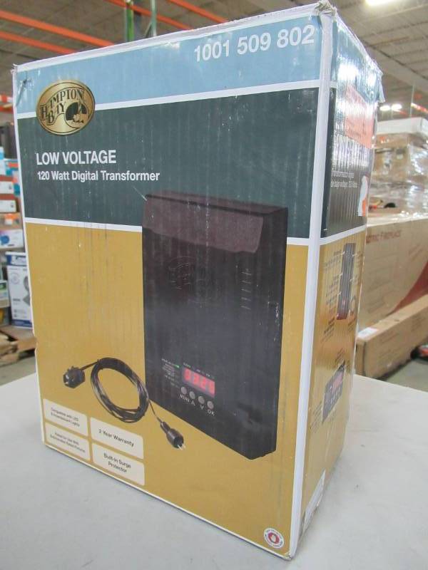 lot 53 image: Hampton Bay Low-Voltage 120-Watt Landscape Transformer, SL-120-12A - NEW in Box