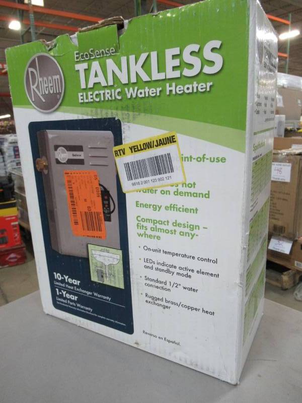 lot 58 image: Rheem RETE-13 - 13kW 1.97 GPM Tankless Electric On Demand Single Point-Of-Use Water Heater