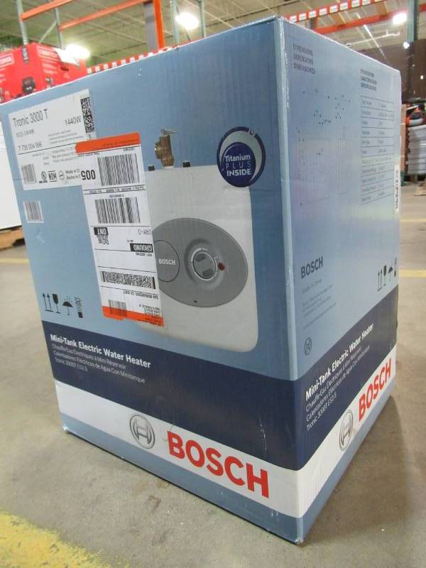 lot 64 image: Bosch 2.5 gal. Electric Point-of-Use Water Heater, ES 2.5. - NEW in Box.