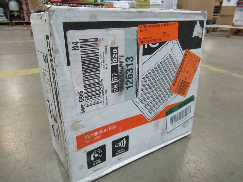 lot 114 image: NuTone 50 CFM WallCeiling Mount Exhaust Bath Fan, 696N. NEW in BOX