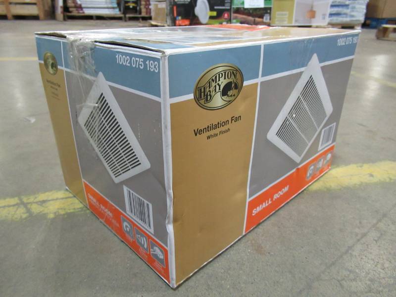 lot 115 image: Hampton Bay 70 CFM No Cut Ceiling Mount Exhaust Bath Fan, BPT13-13D-1. New in Box