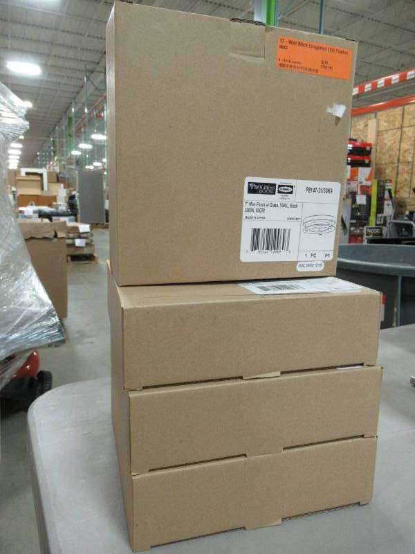 lot 117 image: 4 Progress Lighting 17-Watt Black Integrated LED Flushmount Lights, P8147-3130K9. New in Box.