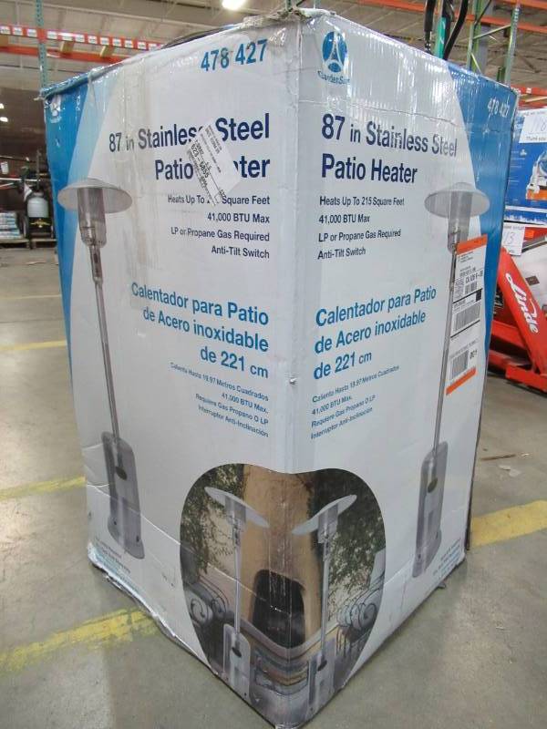 lot 123 image: Gardensun 41,000 BTU Stainless Steel Propane Patio Heater, HSS-A-SS. In nice condition - May be missing parts - Please inspect