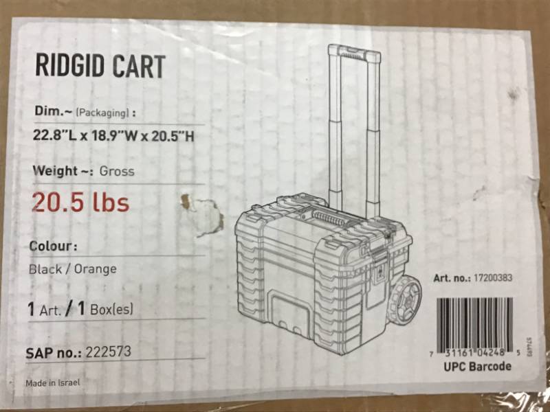 RIDGID 22 in. Pro Gear Cart Tool Box in Black not used