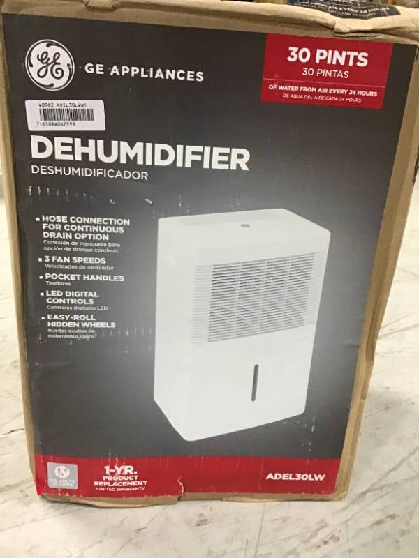 GE 30 pt. Dehumidifier  open box in like new condition