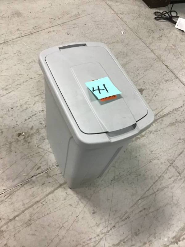 Knape & Vogt 18 in. H x 14 in. W x 9 in. D Plastic 35 Qt. Replacement Pull Out Trash Can in Gray  open box in like new condition