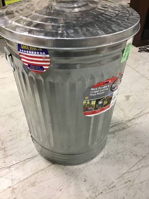 Behrens 31 Gal Galvanized Steel Round Trash Can With Lid Kx Real Deals Hastings Tools Housewares And More K Bid