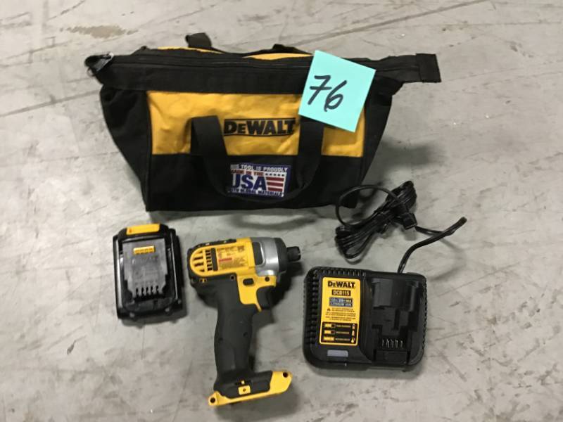 DEWALT 20-Volt MAX Lithium-Ion Cordless 14 in. Impact Driver with (1) 20-Volt Battery 1.3Ah, Charger and Tool Bag used in good condition