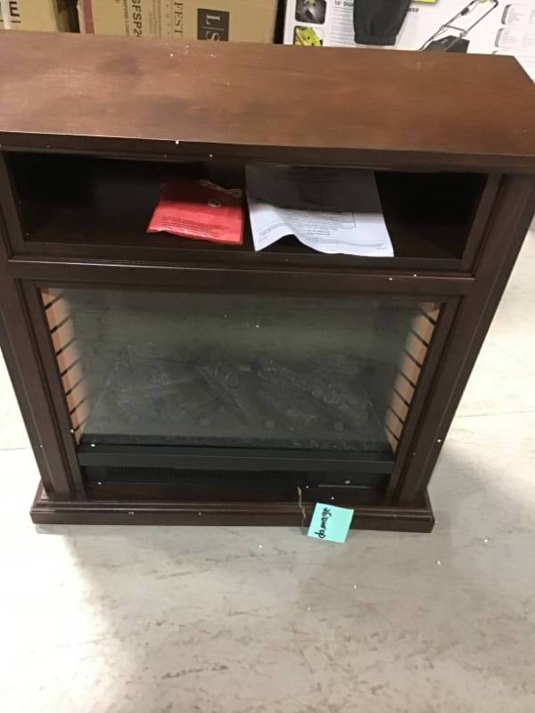 Hampton Bay Ansley 32 in. Rolling Mantel Infrared Electric Fireplace in Cherry PLEASE SEE PICS DAMAGE