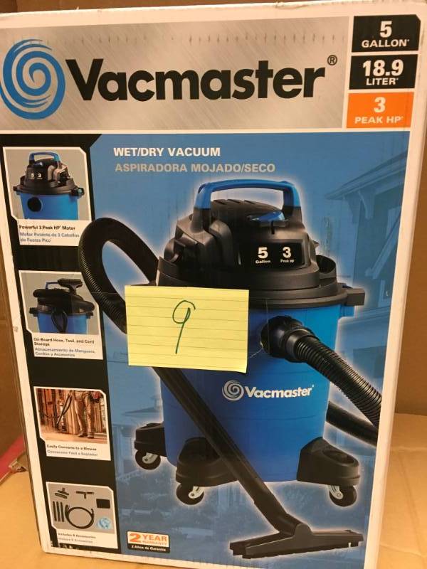 lot 9 image: Vacmaster 5 Gal. WetDry Vacuum  open box in like new condition