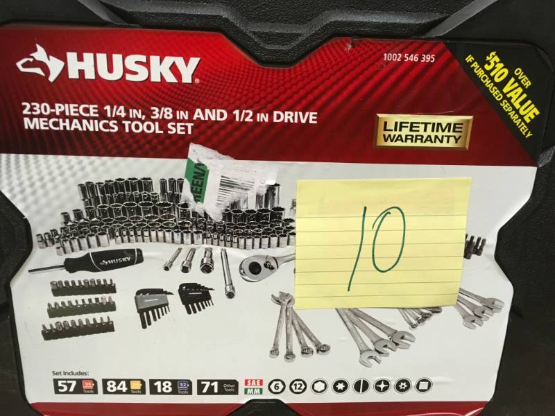 lot 10 image: Husky Mechanics Tool Set (230-Piece) not used