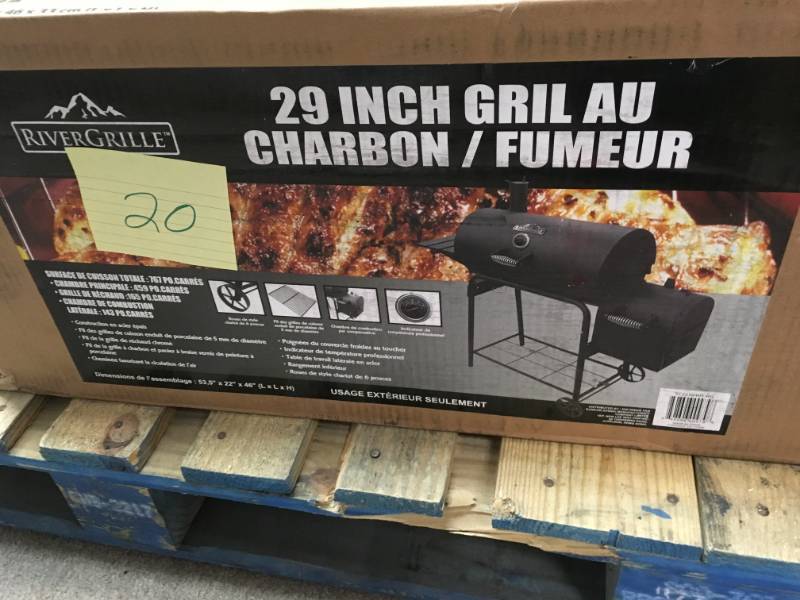 lot 20 image: RiverGrille Cattleman 29 in. Charcoal Grill and Smoker  open box in like new condition