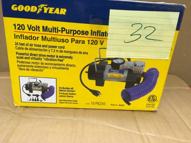 lot 32 image: Bon-Aire GoodYear 120-Volt Multi-Purpose Inflator  open box in like new condition