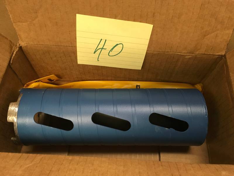 lot 40 image: EDiamondTools 3-12 in. Dry Diamond Core Bit for Brick and Concrete Block with Pilot Bit and 12 in. Chuck Arbor  open box in like new condition