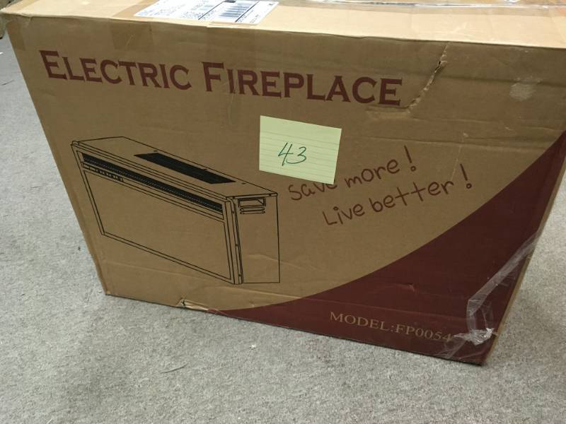 lot 43 image: AKDY FP0054 23 Portable Electric Heat Fireplace Freestanding w Remote  open box in like new condition